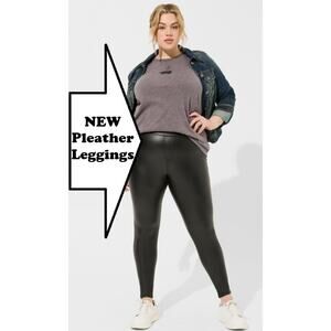 NEW Torrid 3X 22W 24W Faux Leather Pleather LEGGINGS Black Pull-On Stretch